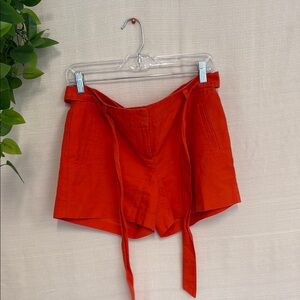 LOFT Red High Waist Shorts with Tie Detail